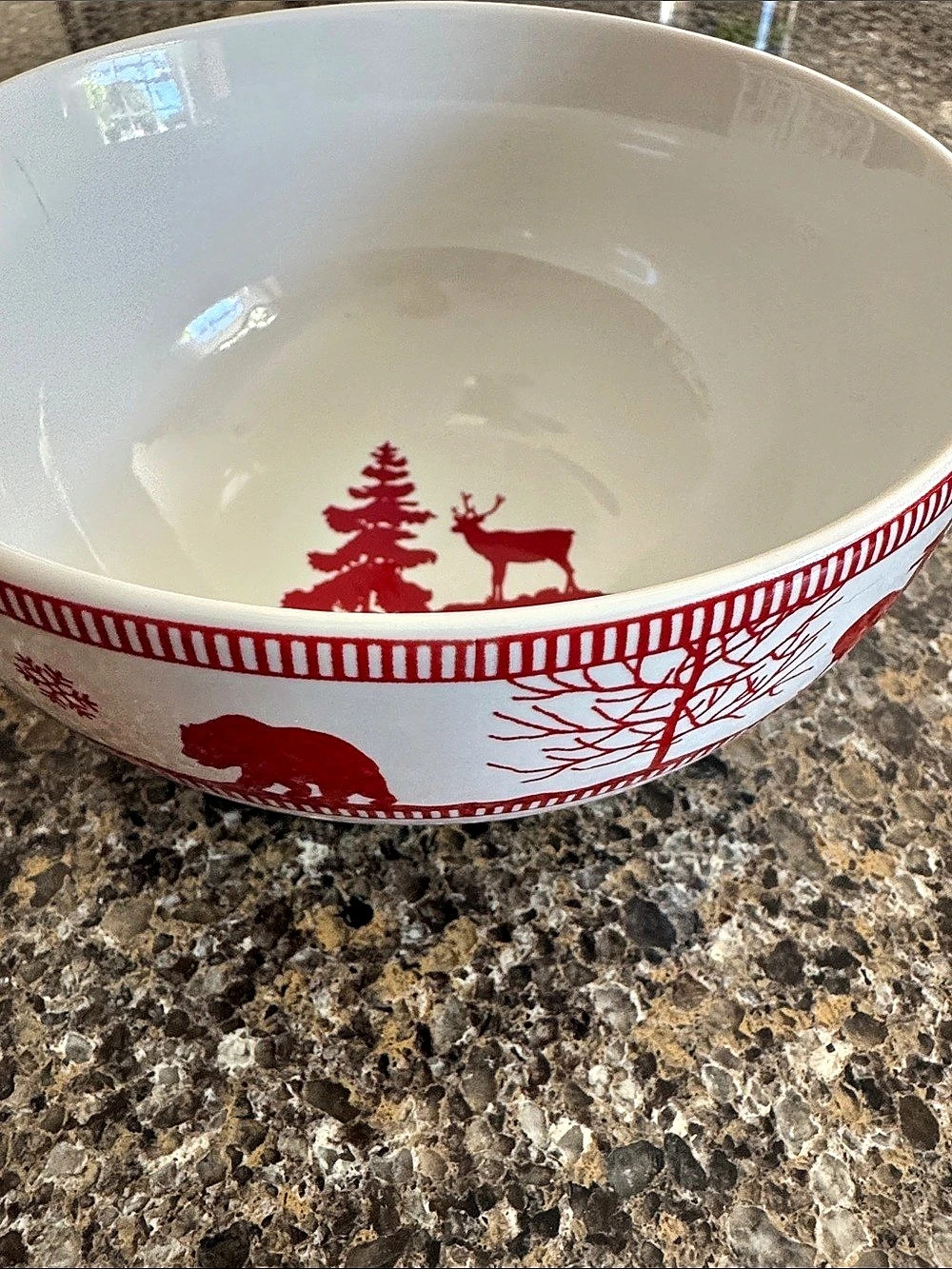 222 Fifth Adirondack Red Holiday Santa Porcelain Bowl 5" diameter